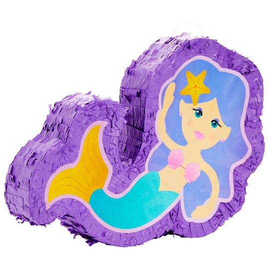 Blue Panda; Mermaid Pinata for Girls Under the Sea Birthday Party Decorations (Small, 15.8 x 11.5 x 3.1 In); Category:Pinatas; Image:1
